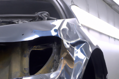 Sedan body work in a workshop