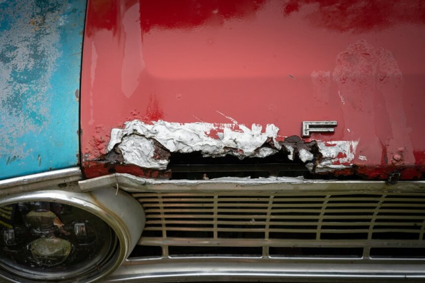 a close up of the front grill of a car