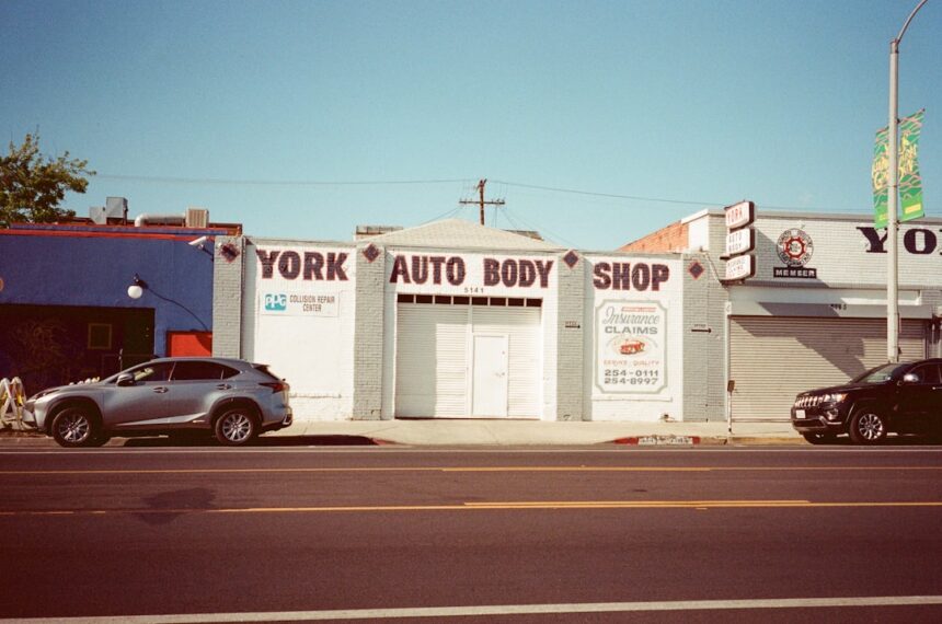 a building with a sign on it