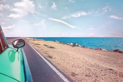 road next to beach